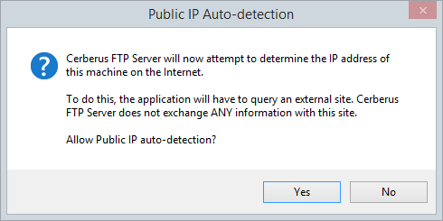 Public IP Autodetection message box