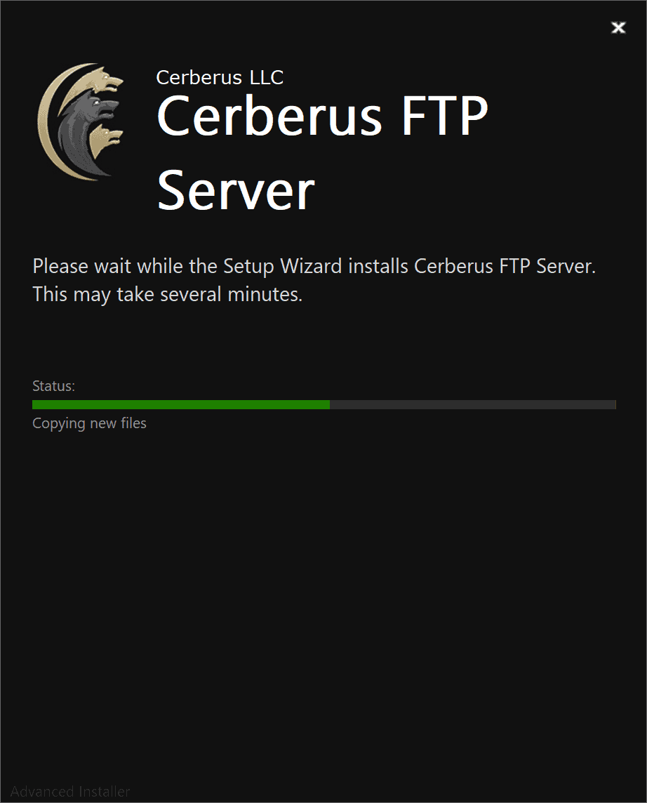 Cerberus FTP Server Installation Confirmation Page