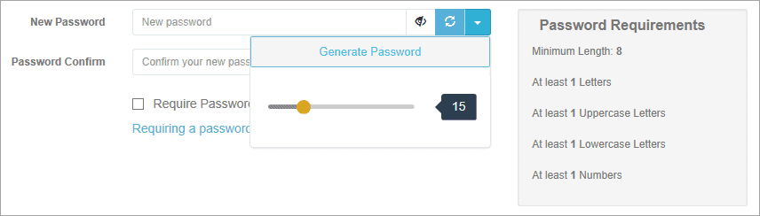 Password control with new configurable minimum password length selection