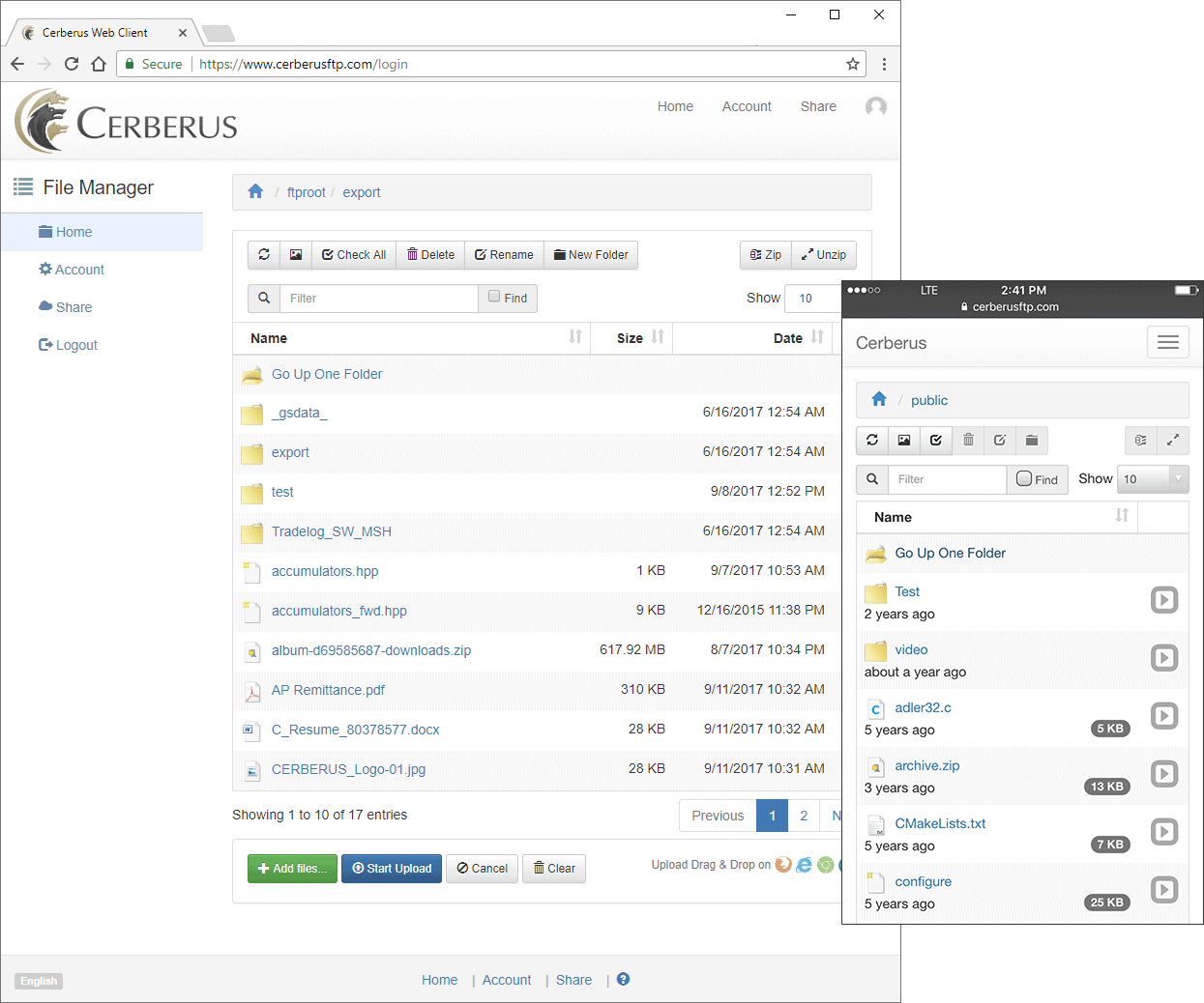 FTP Web Client Cerberus FTP Server Web Client