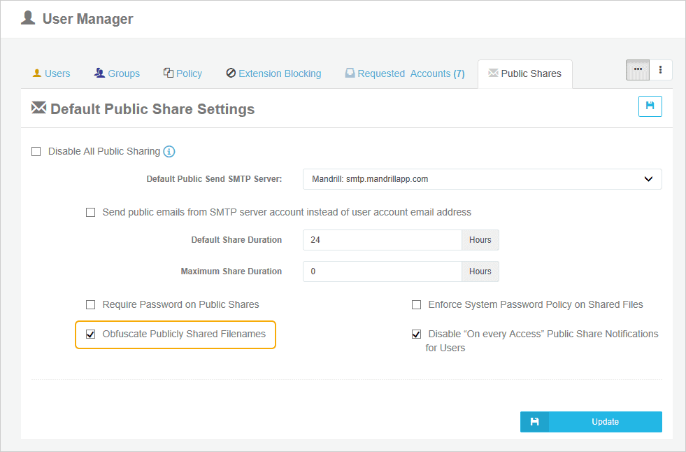 Obfuscate Public Share Names Option