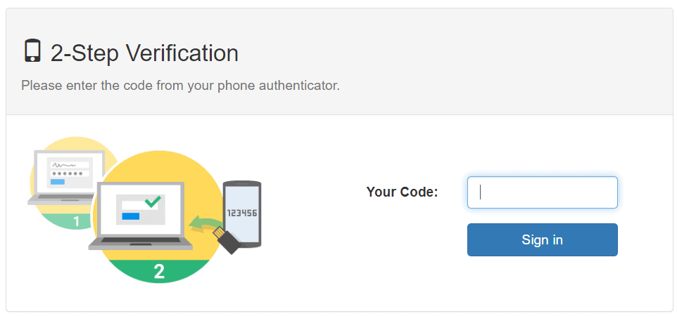 2-Factor Authentication Code Prompt