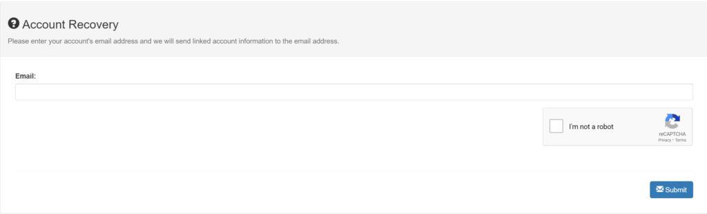 Account Recovery Page