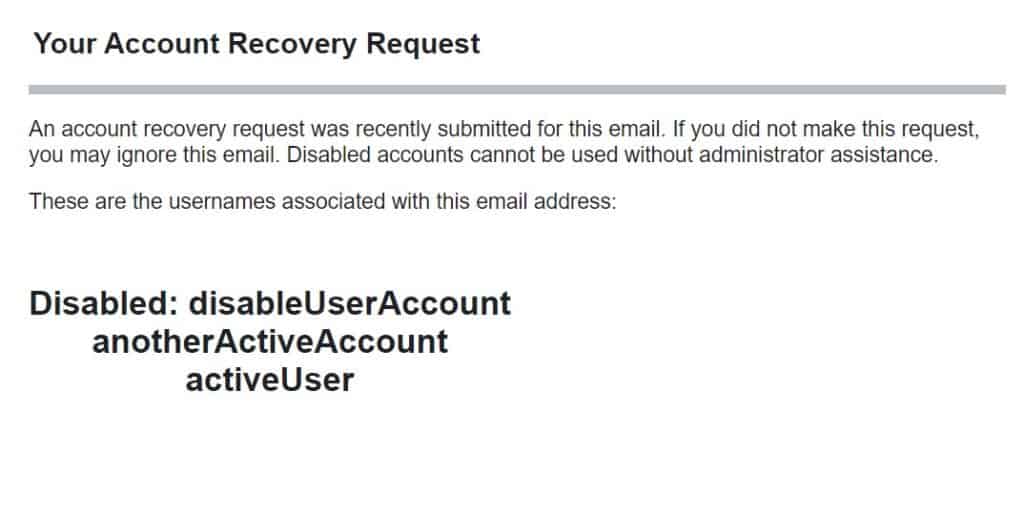 Account Recovery Email